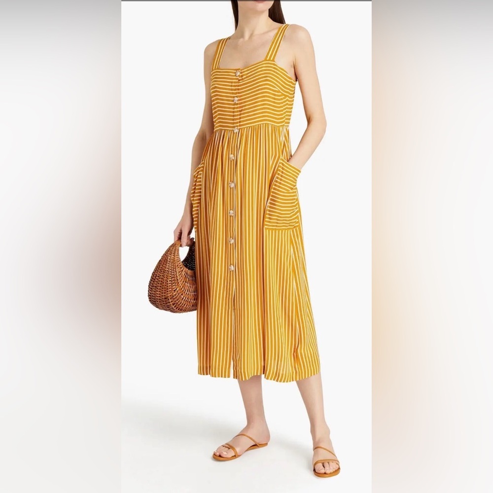 SEAFOLLY Striped Woven Midi Dress Yellow L(#3)